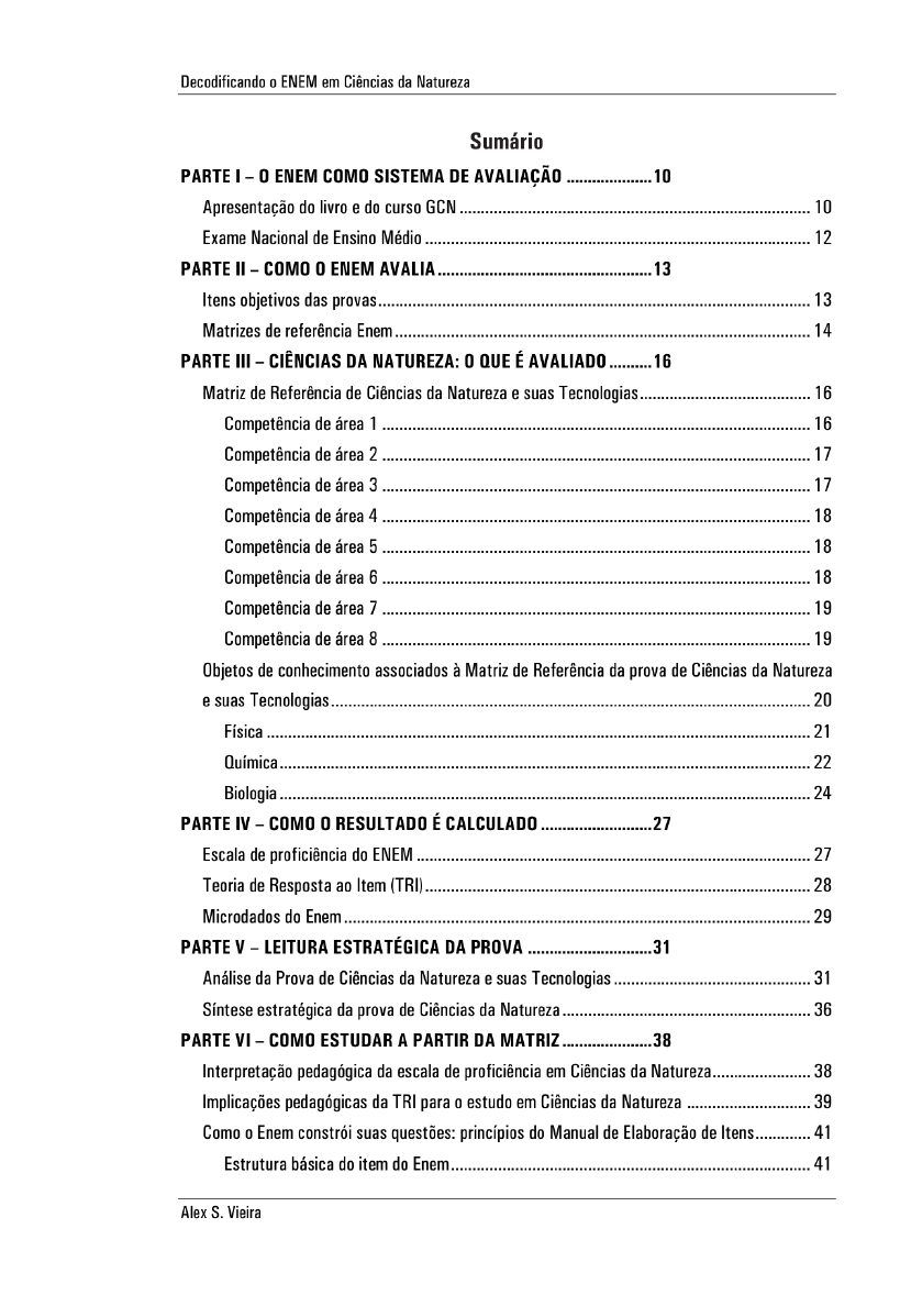 Página do livro: Sumário